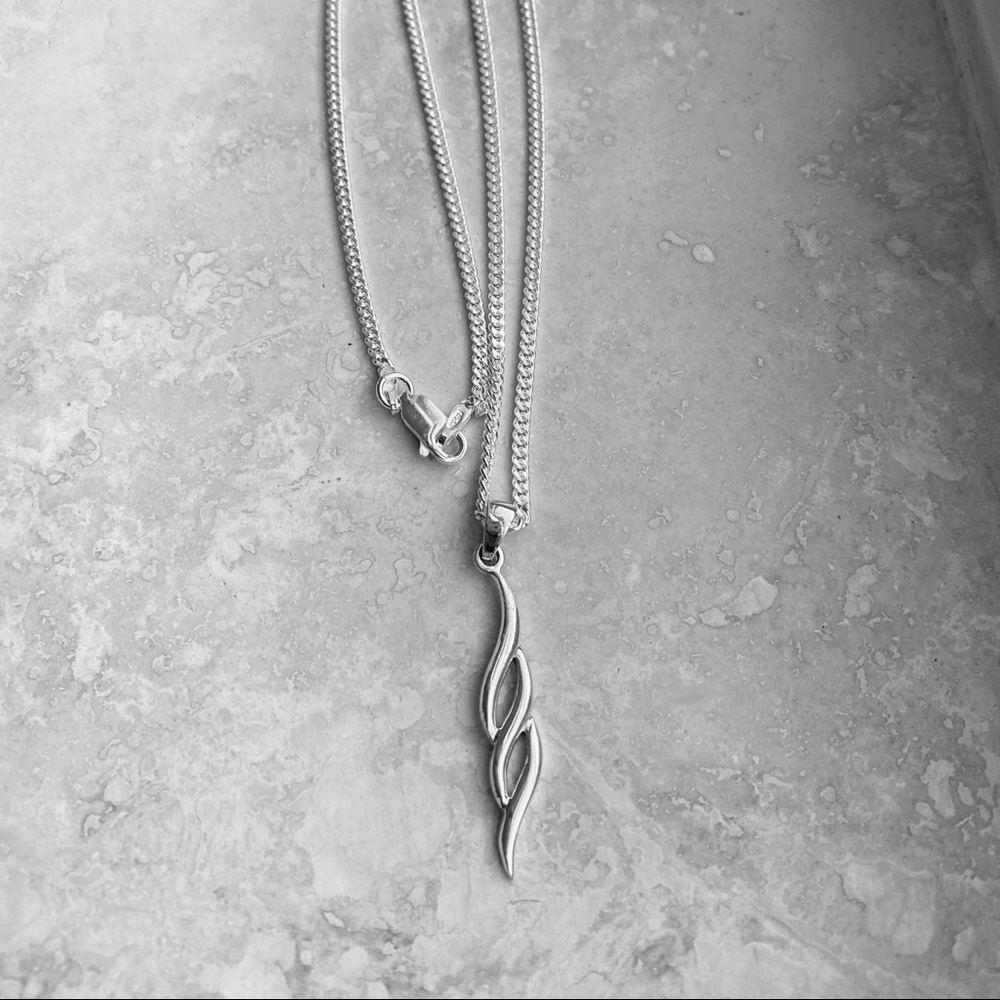 Sterling Silver Double Twist Dangle Necklace - image 1